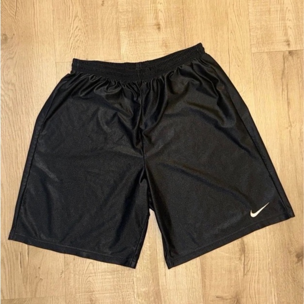 Nike Men’s Black Athletic Performance Shorts with White Swoosh